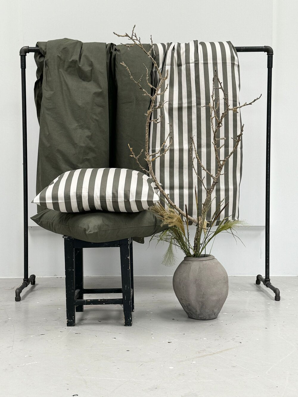 Percale sengetøj, 140x220 cm - Olive